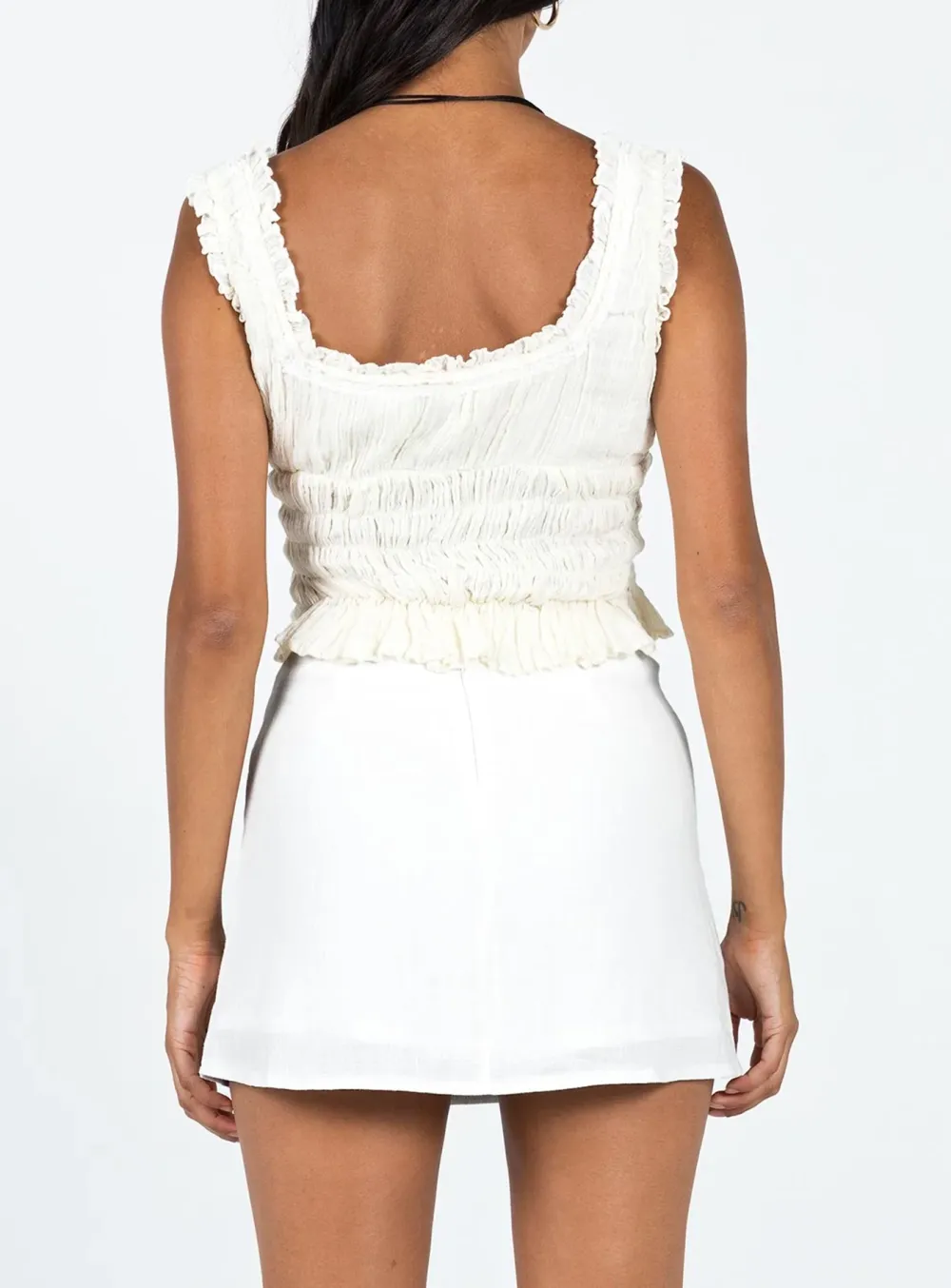 High Waist White Mini Skirt