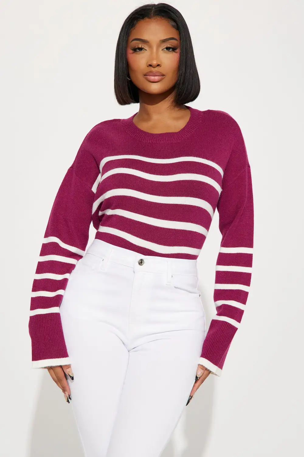 Lexley Striped Sweater - Raspberry/Combo