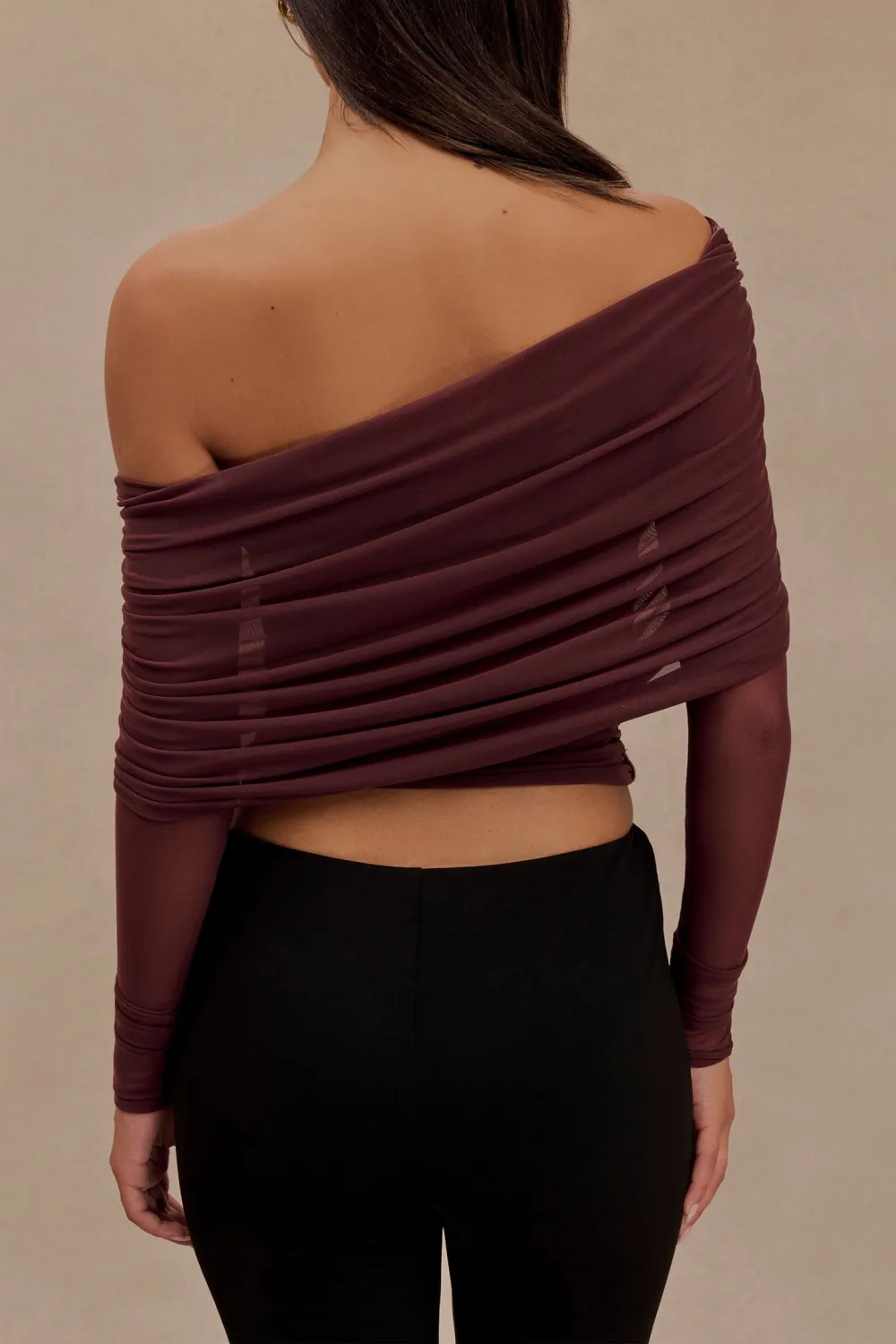 Sheer Mesh Off Shoulder Top