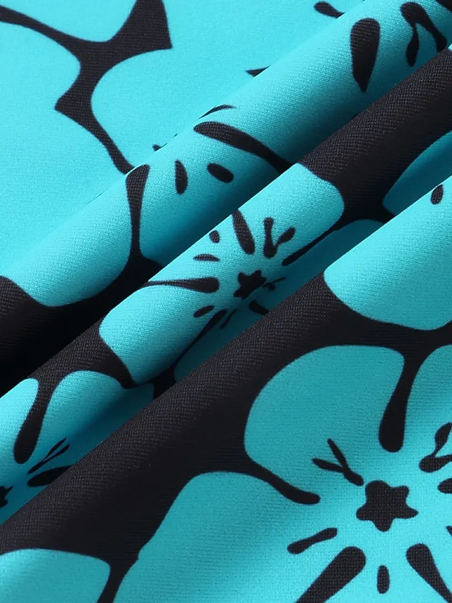 Women's Swimwear One Piece Monokini Bathing Suits Normal Swimsuit Floral Floral Print Navy Blue Blue Fuchsia Green Padded Strap Bathing Suits Sports Vacation Beach Wear