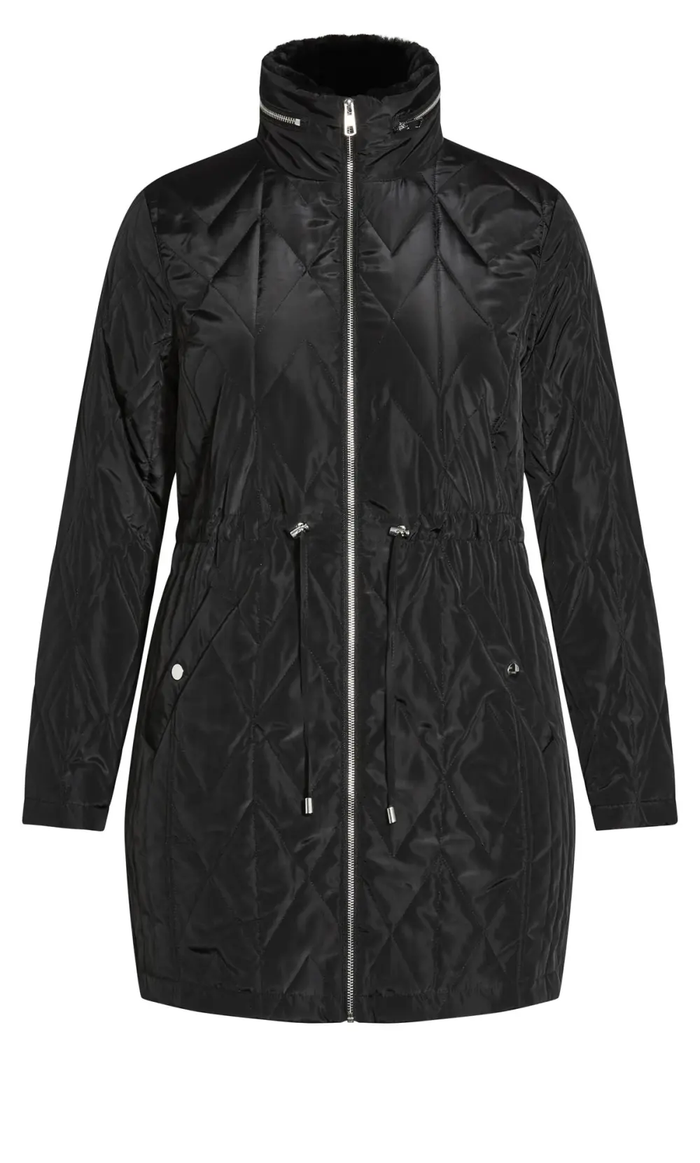 Evans Black Quilted Parka Coat