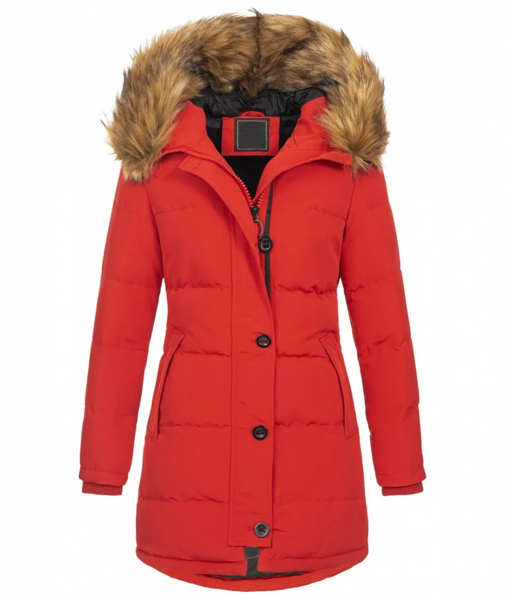 Fashion ladies parka coat with fur collar H