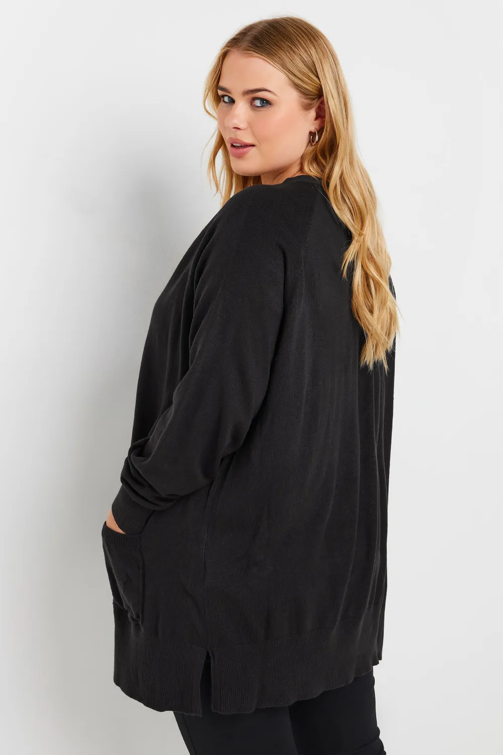 YOURS Curve Black Boyfriend Button Through Cardigan