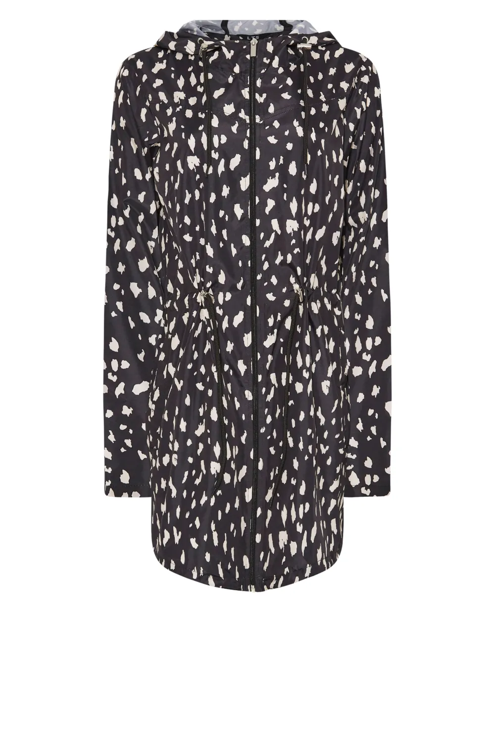 LTS Tall Black Dalmatian Print Pocket Parka