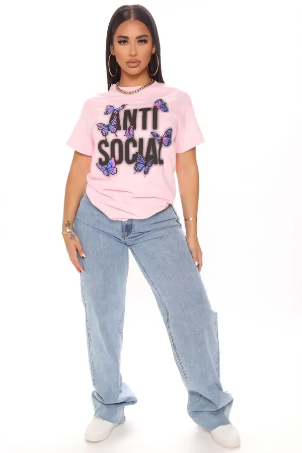 Remaining Anti Social Butterfly Top - Pink