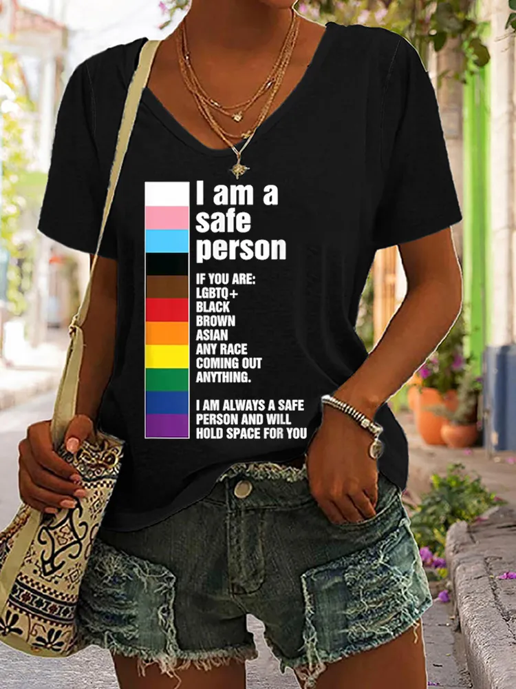 Women'S T-Shirt FI Am A Safe Person Pride Ally You Are Safe With Me LGBTQ T Shirt