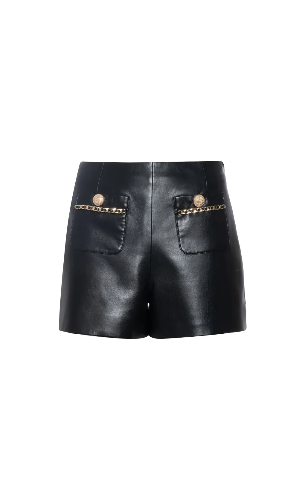 Chain Decor Leather Shorts