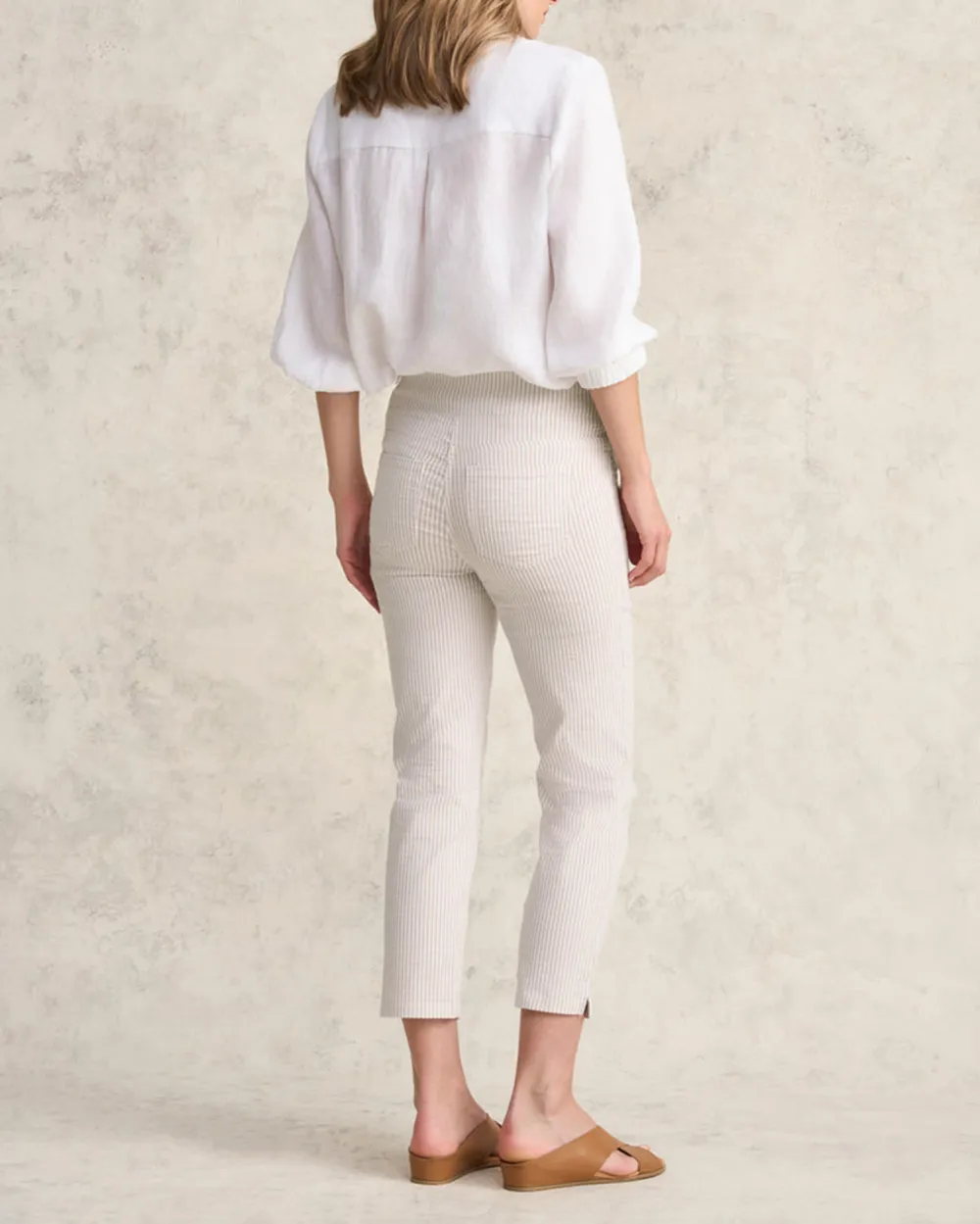 Striped Ankle Length Stretch Pants