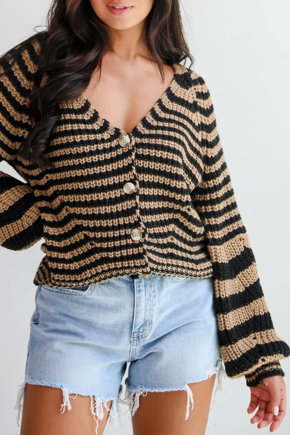 Snuggly Weather Striped Sweater Cardigan