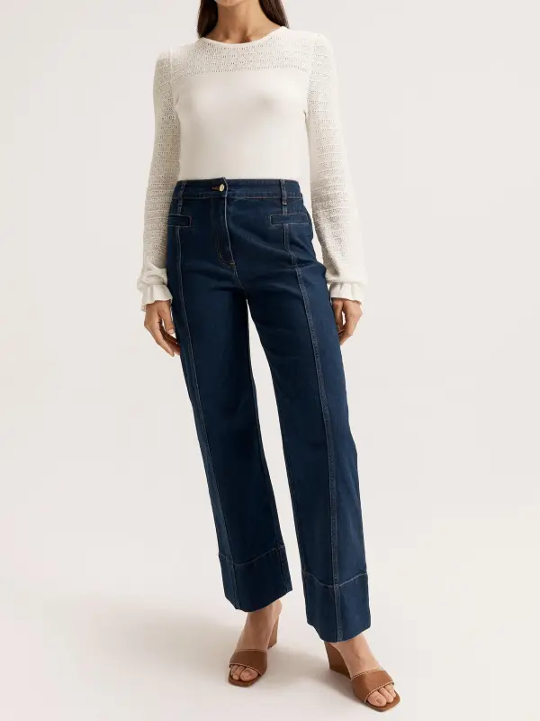 White Hollow Bell Sleeves Jumpers