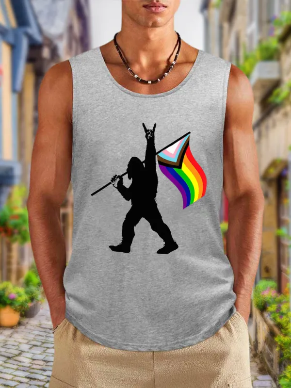 Men'S Vests Bigfoot Rock On LGBTQ Progressive New Pride Flag