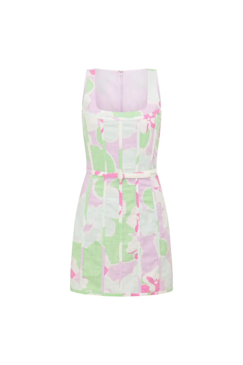 Pastel Print Square Neck Mini Dress