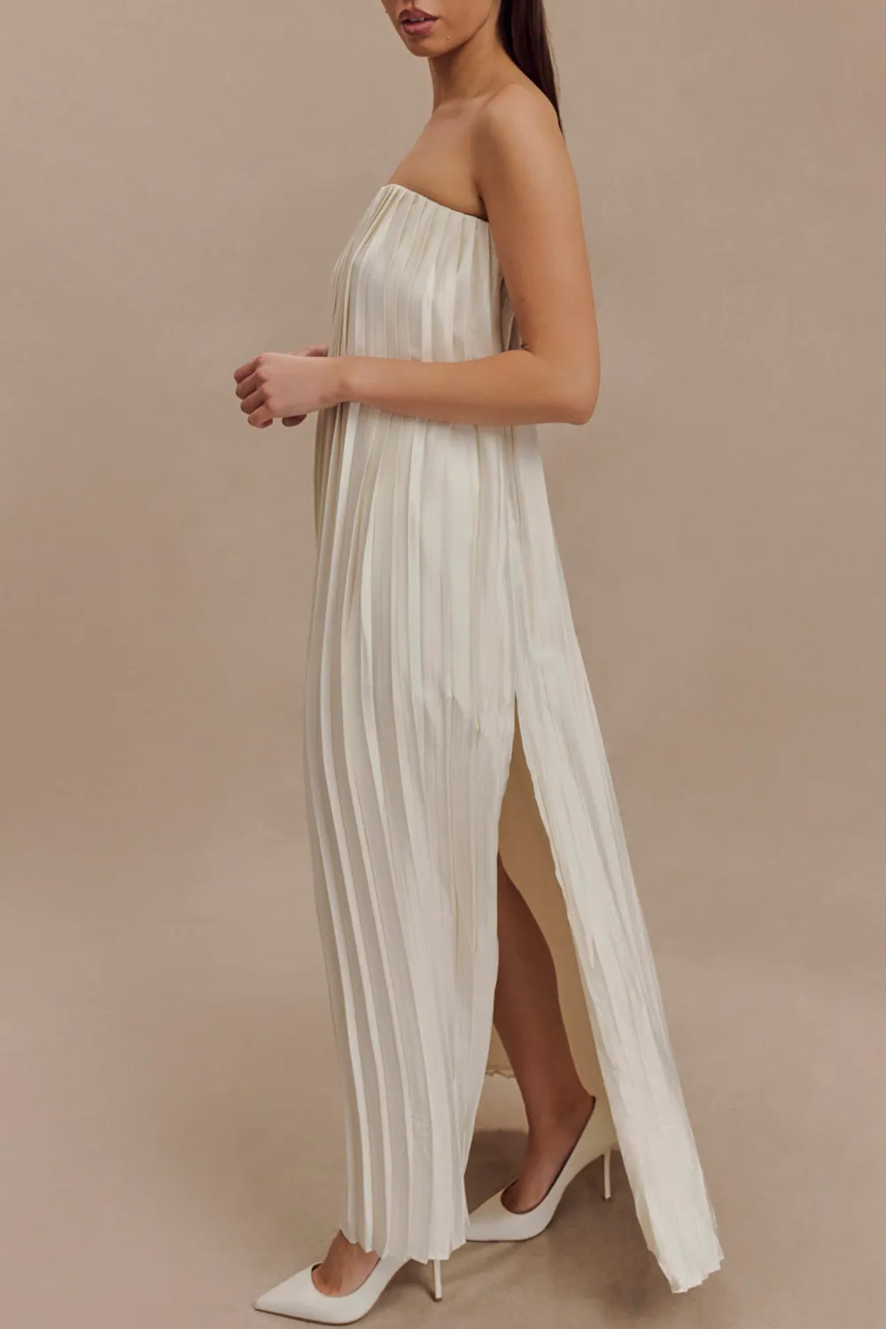 Plisse Strapless Maxi Dress