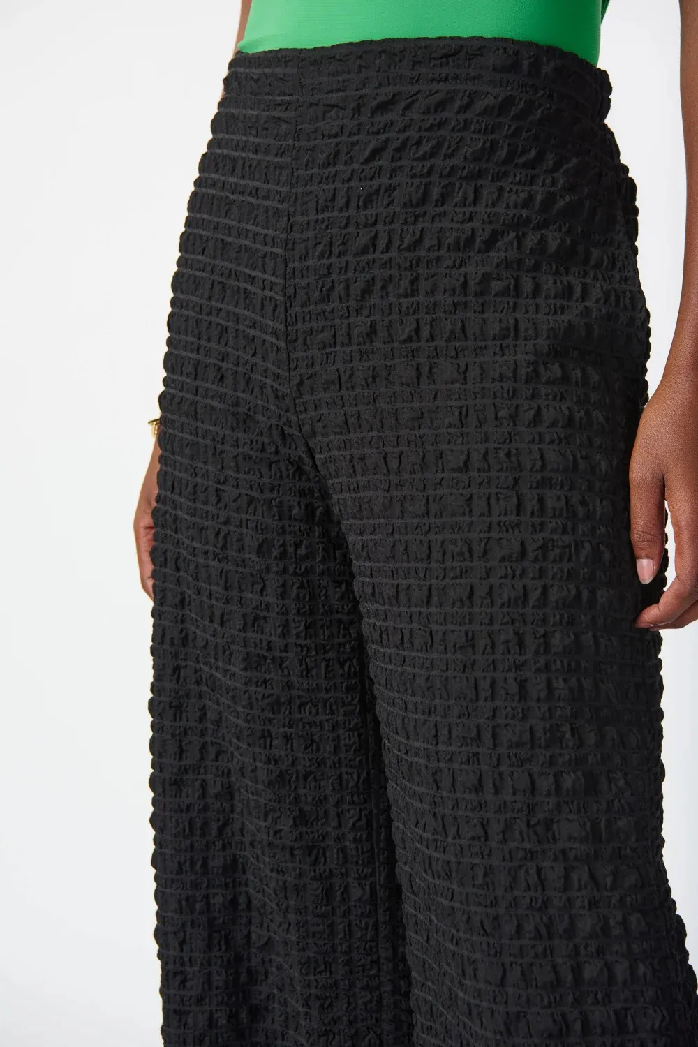 Dark Gray Textured Wide - Leg Pants