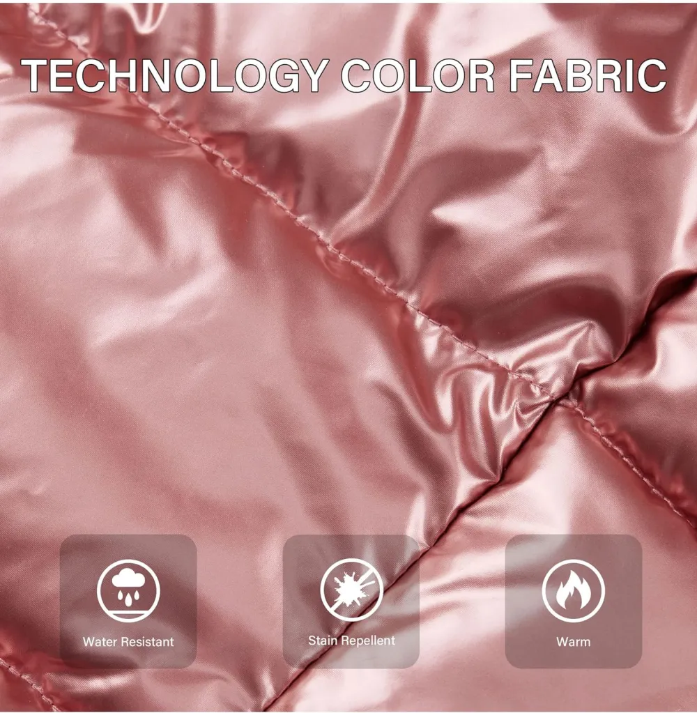 Womens Lightweight Puffer Jacket, Winter Coats for Women Warm Quilted Bubble Padded Hood Coat with Faux Fur Collar