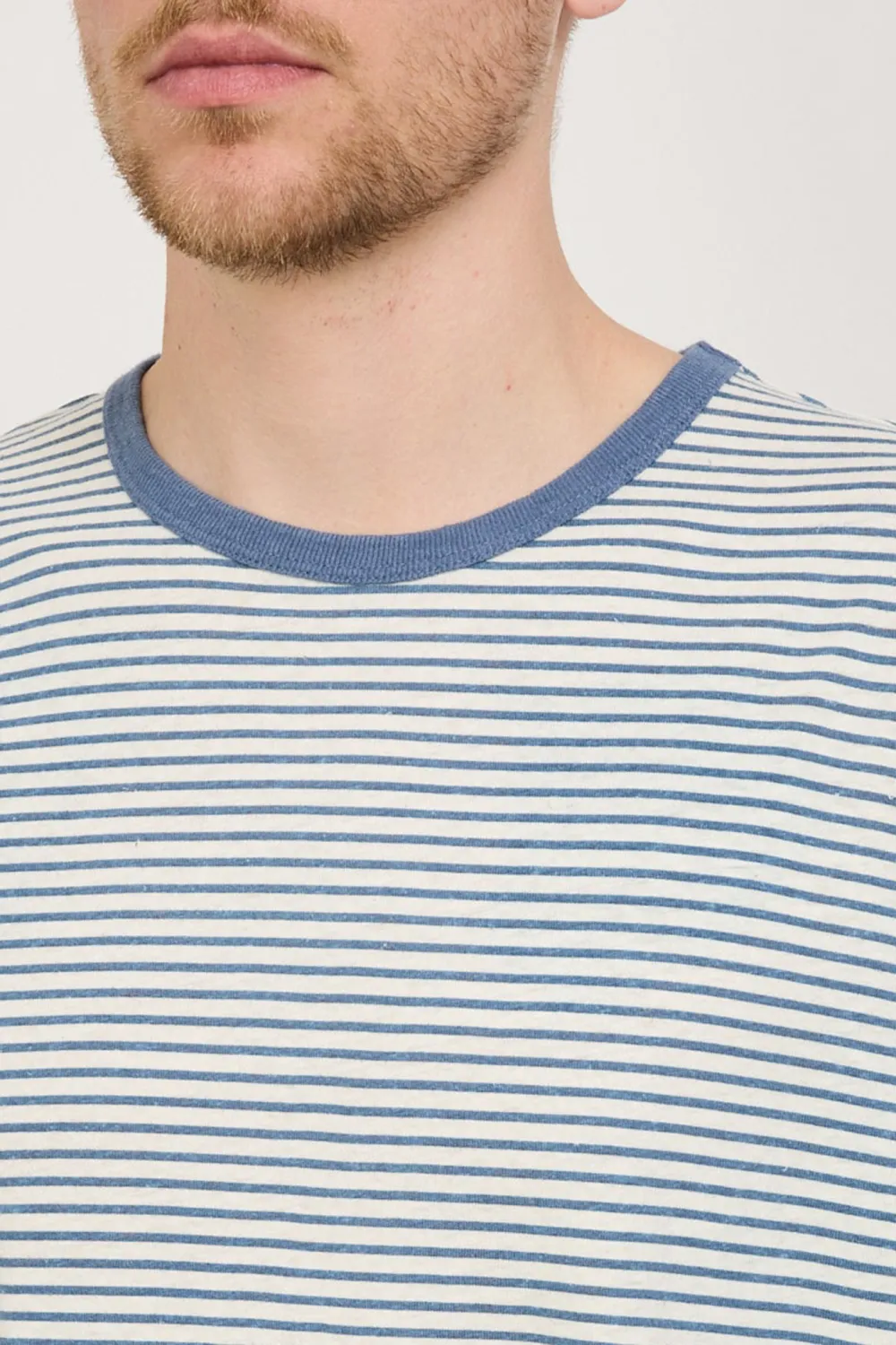 Hemp Tee Natural/Indigo Stripe