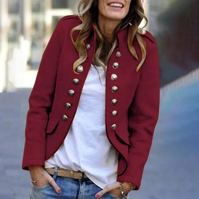 Women's Jacket Solid Color Modern Style Chic & Modern Long Sleeve Coat Fall Spring &  Fall Shopping Regular Jacket Black