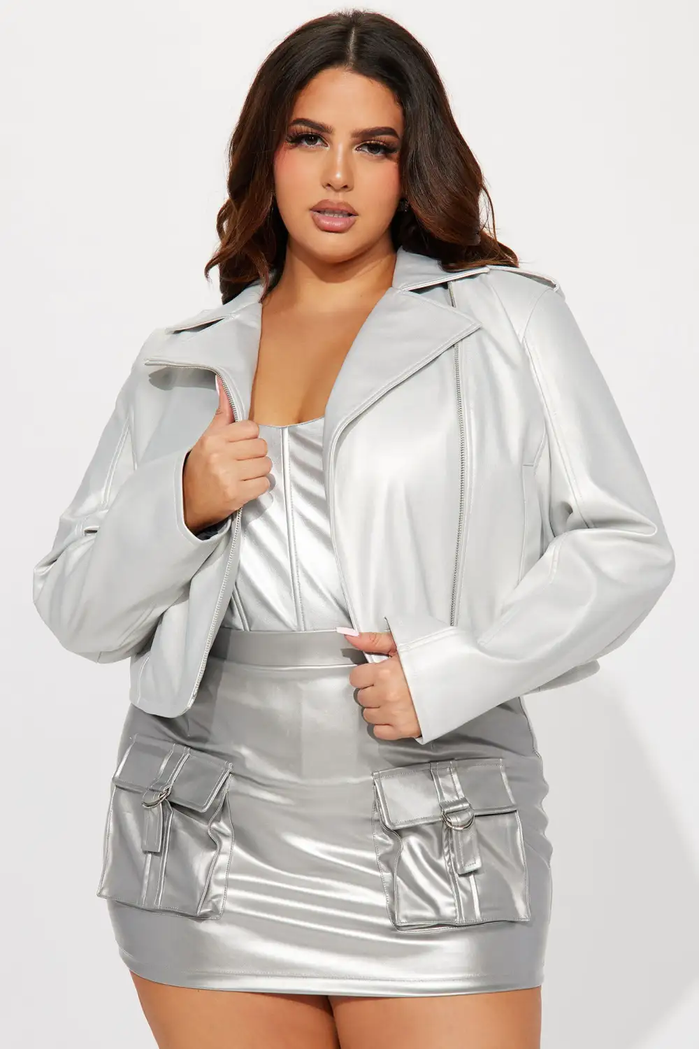 End Of The Road Faux Leather Jacket - Silver