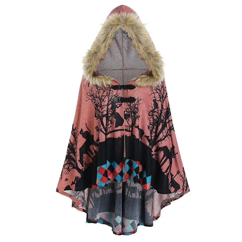 Mysterious style pattern soft hooded cloak
