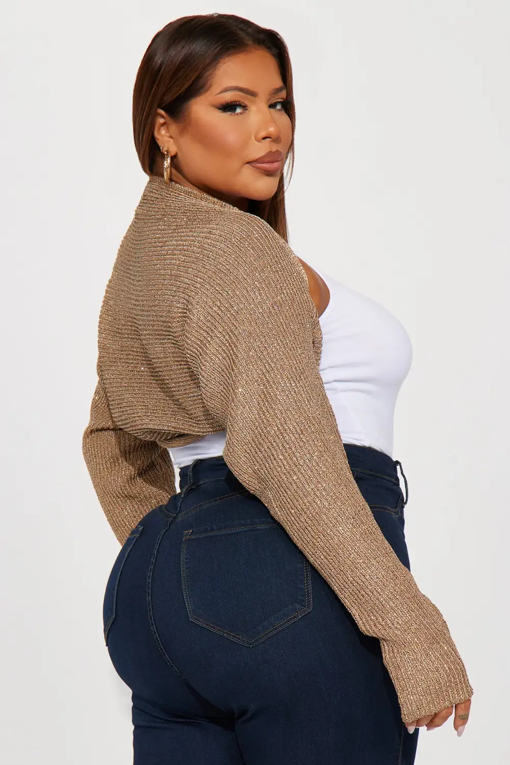 Casting Spells Shimmer Shrug Sweater - Mocha