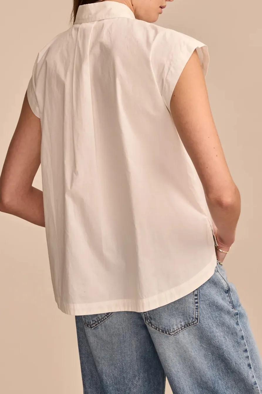 Bright White Sleeveless Tunic Buttondown