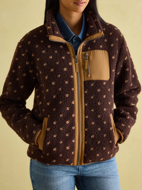 Chocolate Brown spot Borg Fleece Jacket