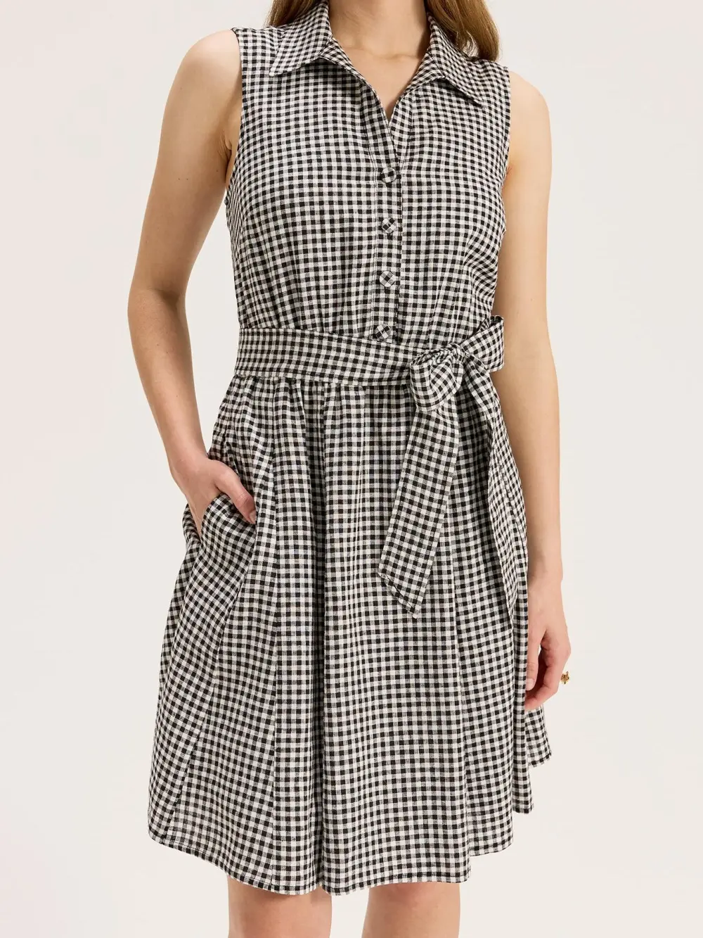 Plaid Sleeveless Mini Dress