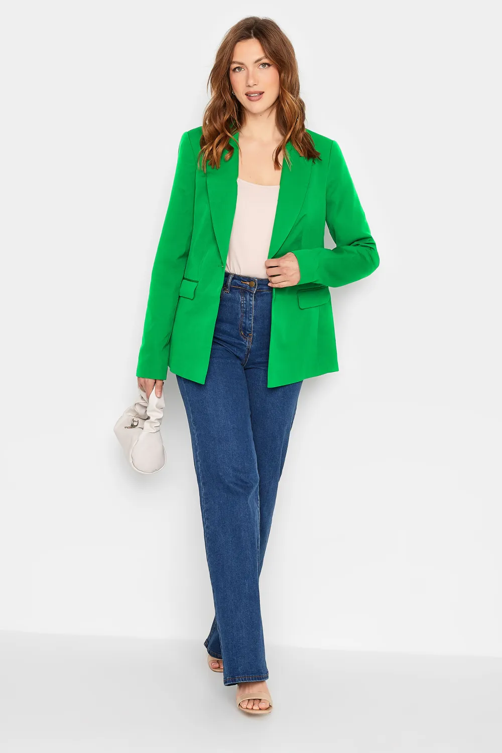 LTS Tall Bright Green Scuba Crepe Blazer