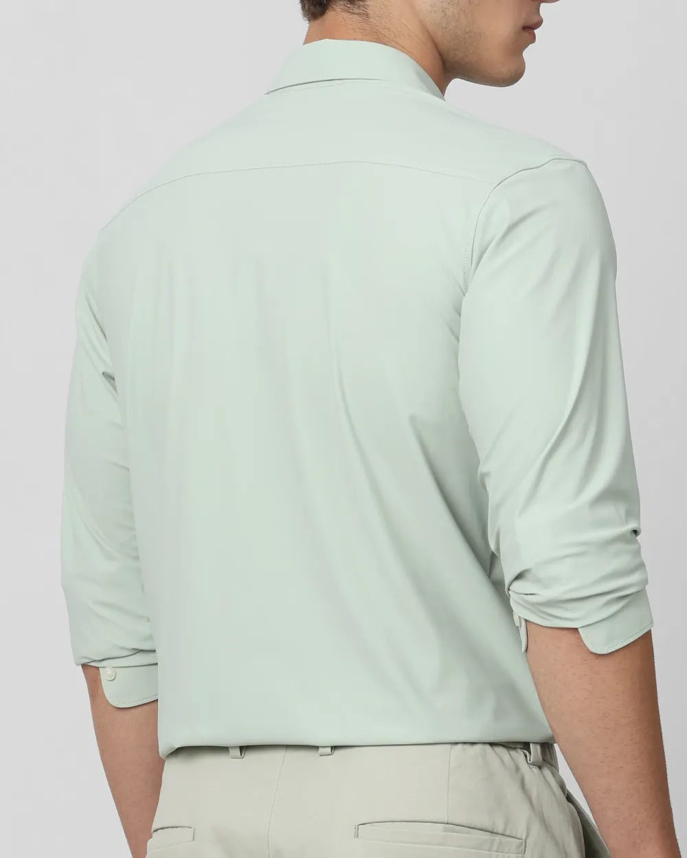 Leisure Soft And Comfortable Slim-Fit Dark Light Green Shirt