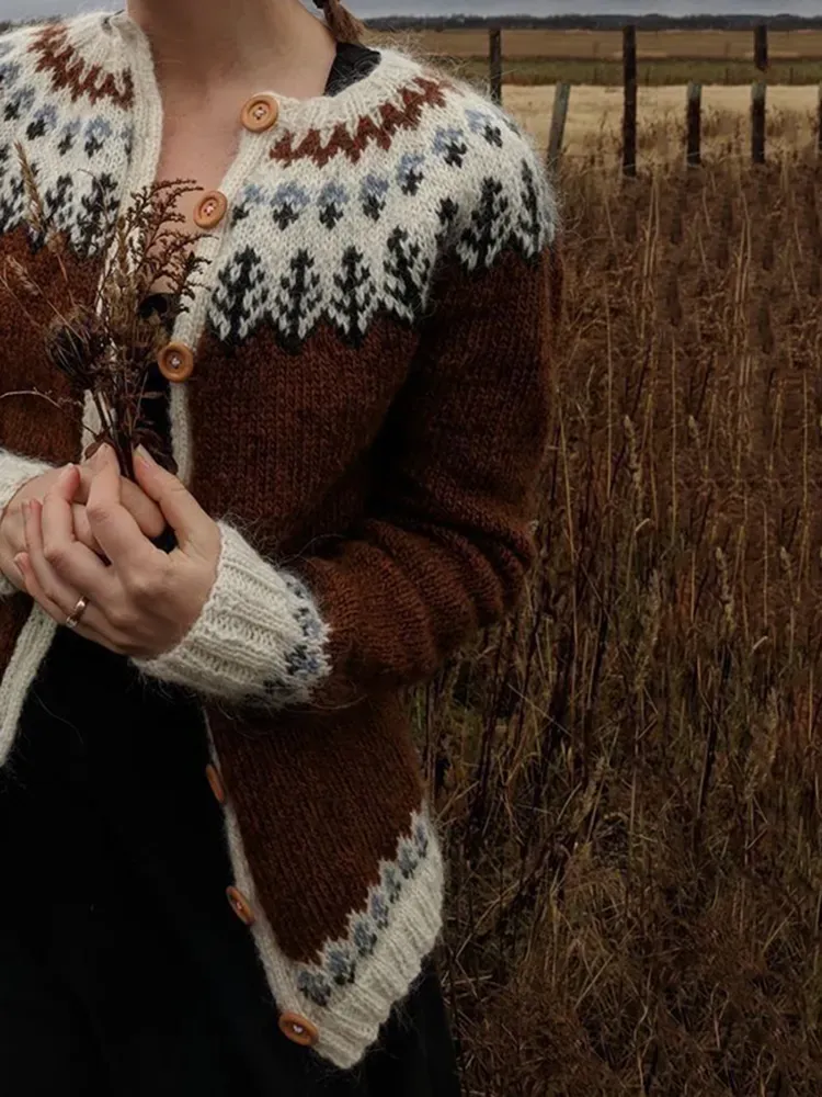 Vintage Button Icelandic Cozy Warm Sweater