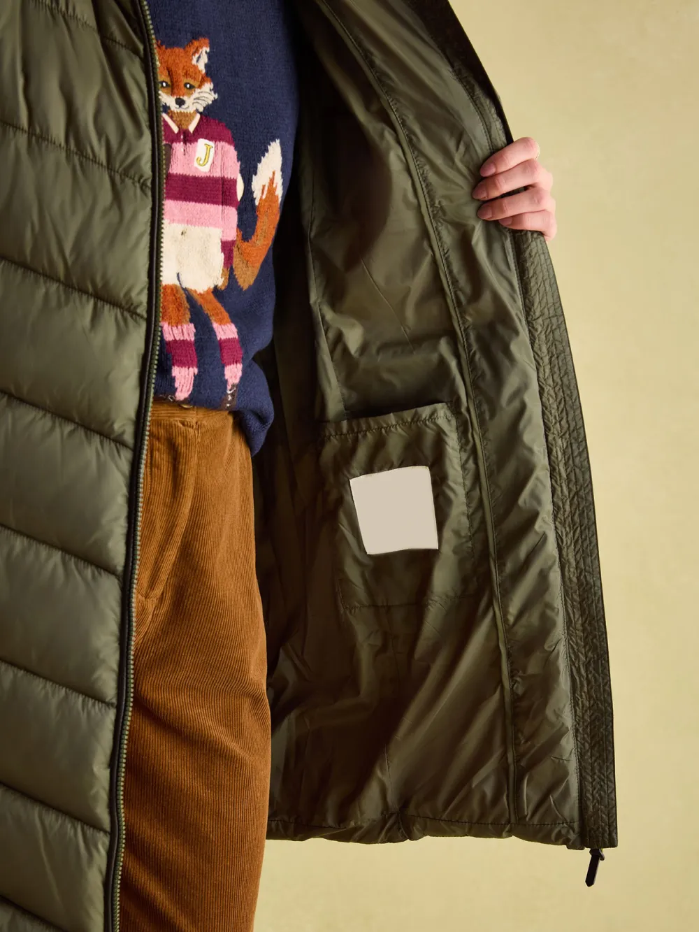 Mid Length Green Showerproof Padded Coat