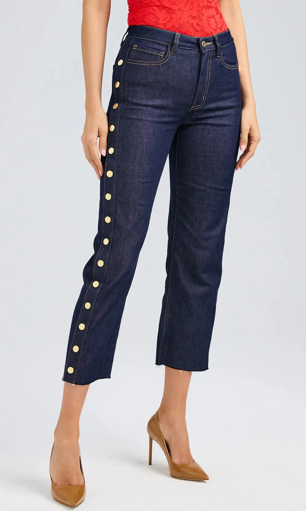 Side Snap Denim Pants