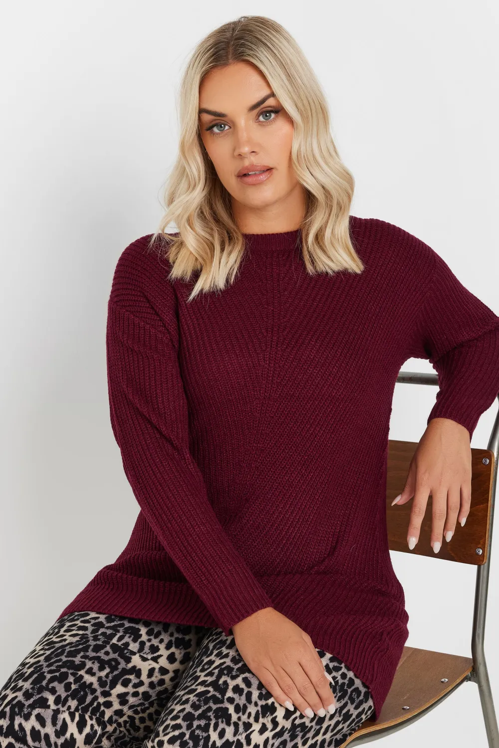 YOURS Curve Black & White Essential Knitted Jumper
