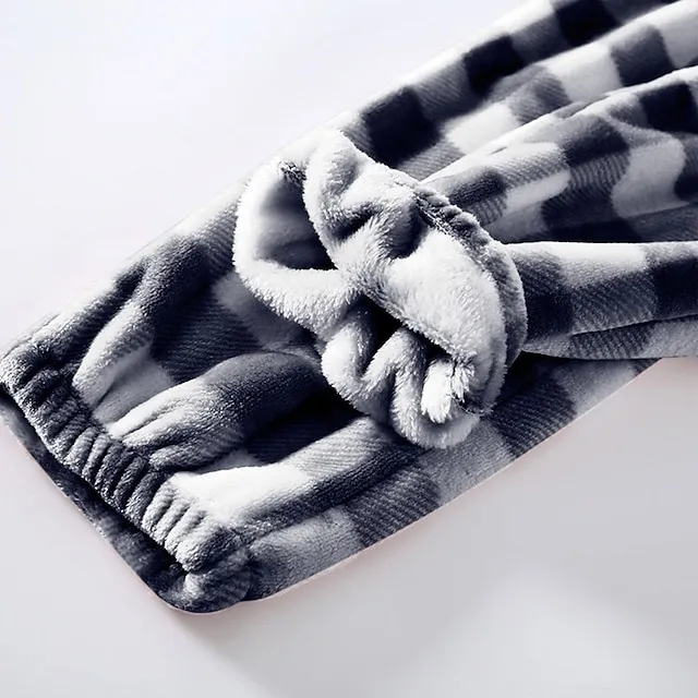 Women's Christmas Pajamas Winter Pants Nighty Pjs Grid / Plaid Fashion Simple Comfort Party Xmas Home Bed Flannel Warm Breathable Long Pant Elastic Waist Winter Fall Blue Pink / Sweet / Gift / Print