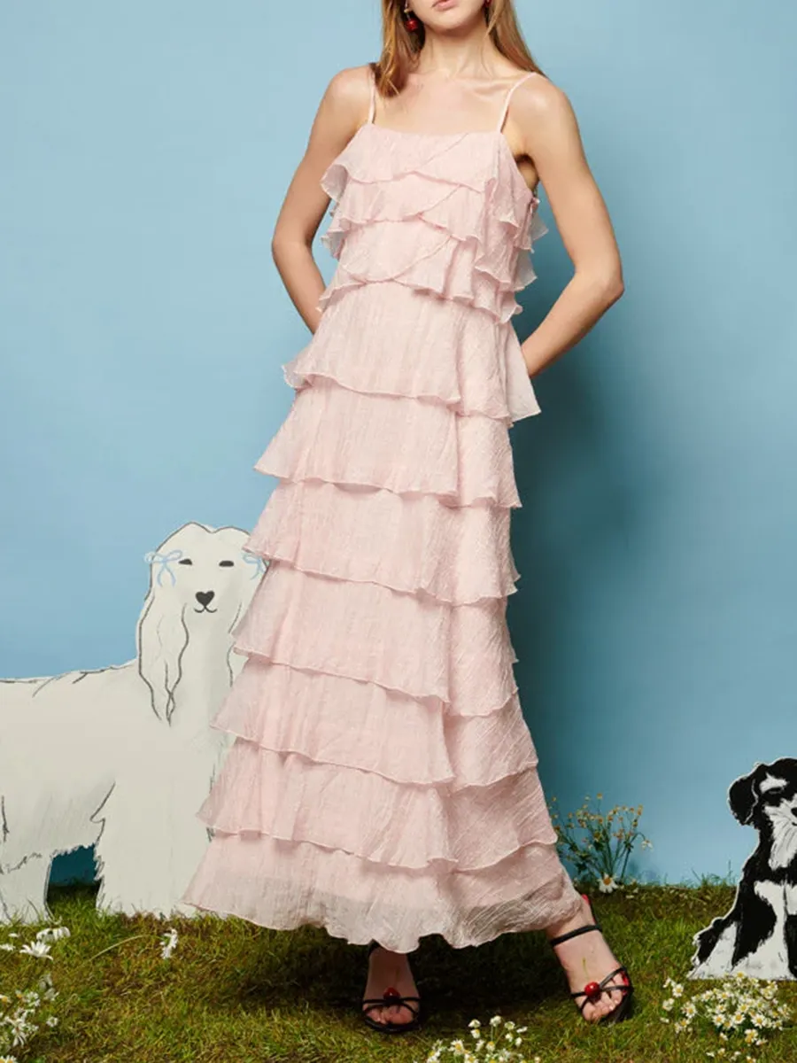 Casual Style Ruffle Midi Dress