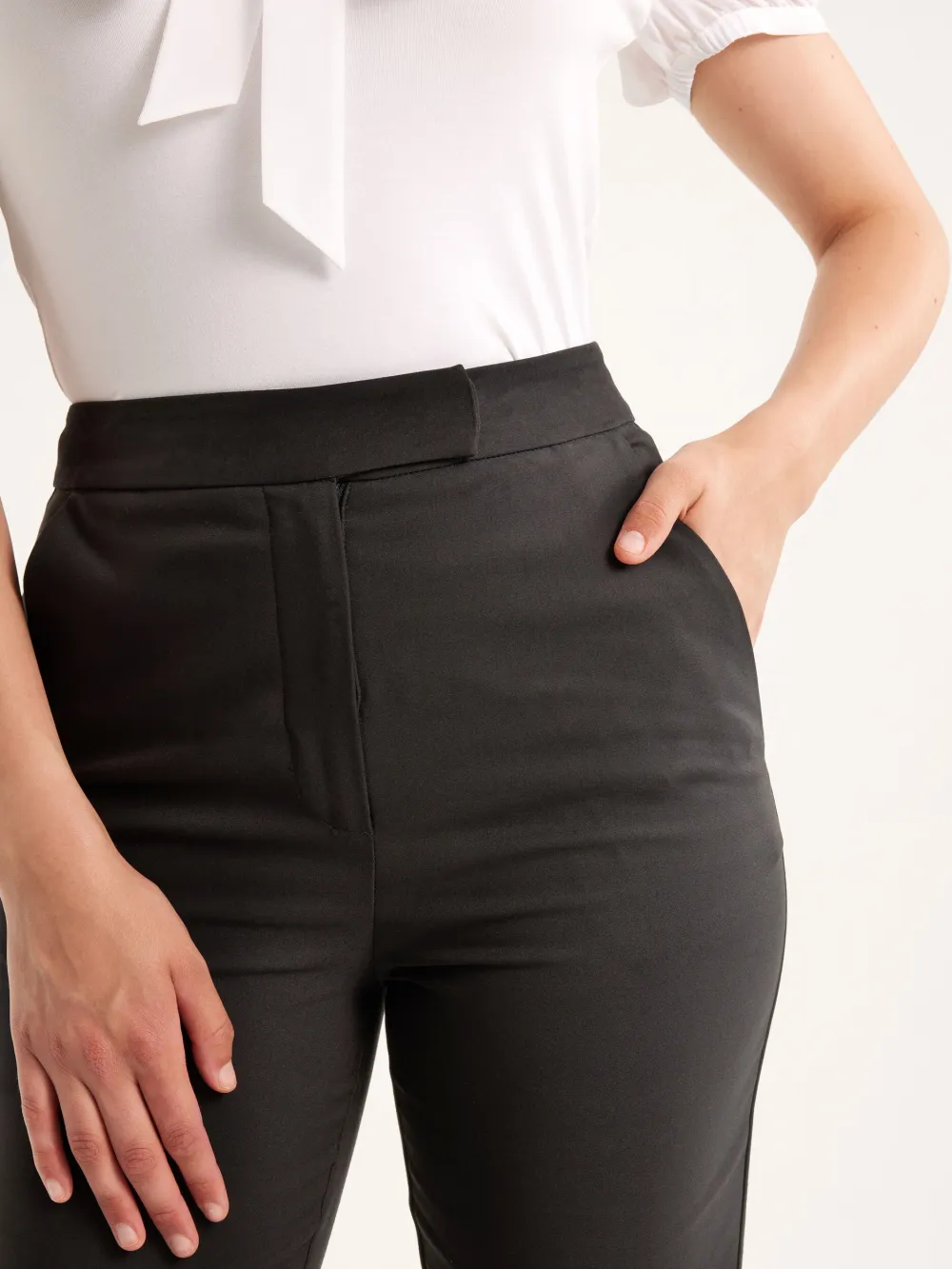 Black Basic Slim Leg Pants