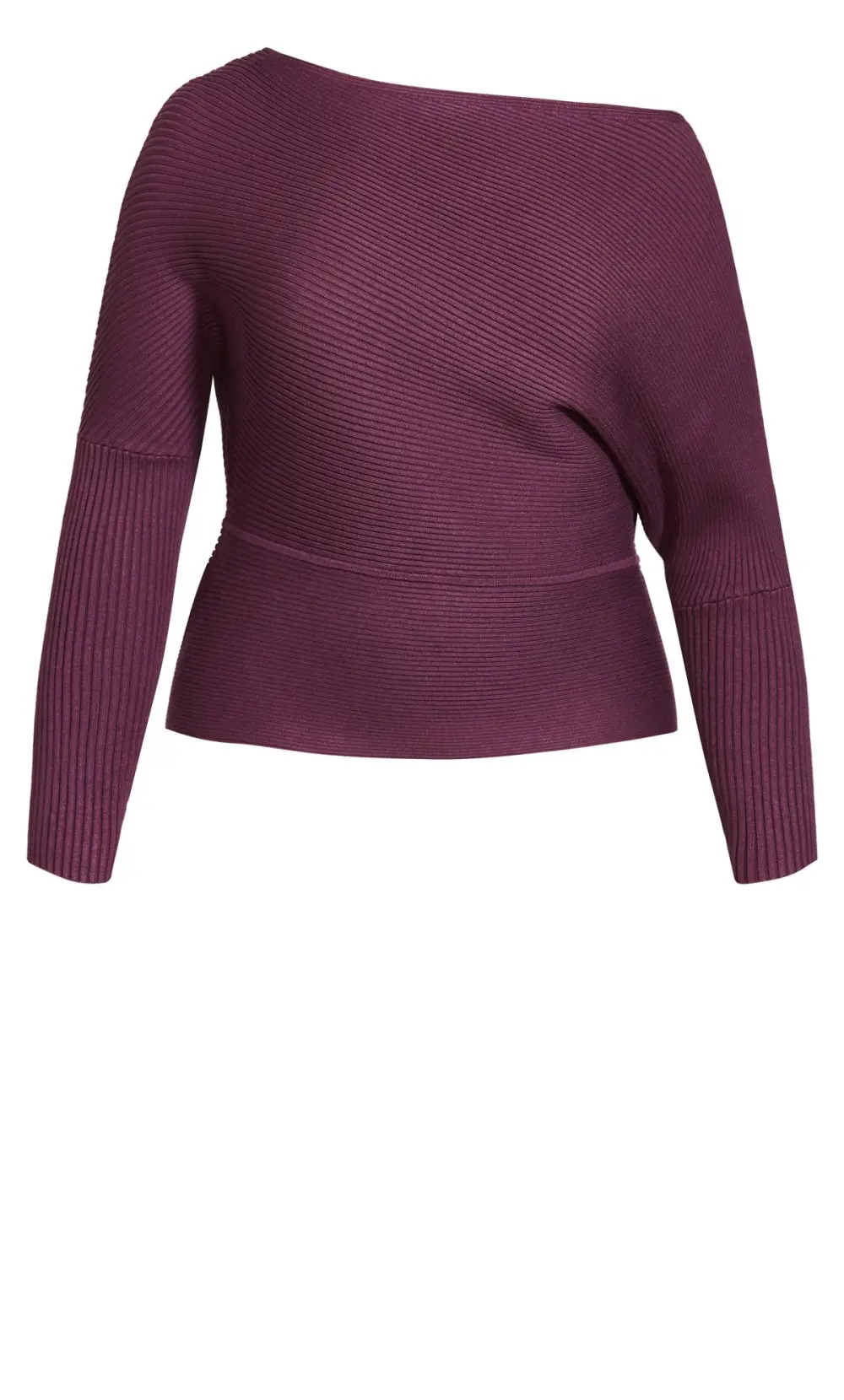 Evans Purple Ribbed Knit One Shoulder Jumper