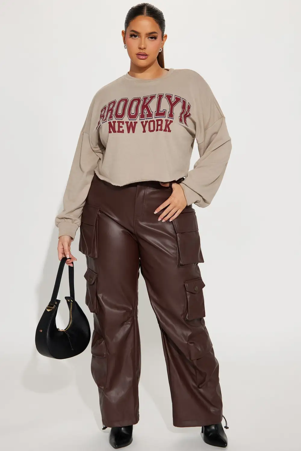 Brooklyn NY Crop Top - Taupe