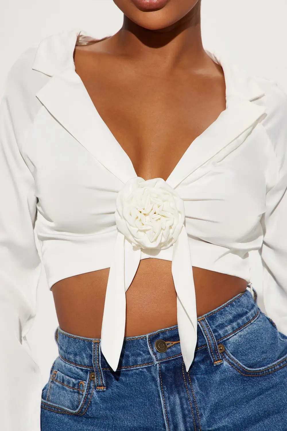 Park Picnic Satin Blouse Top - White