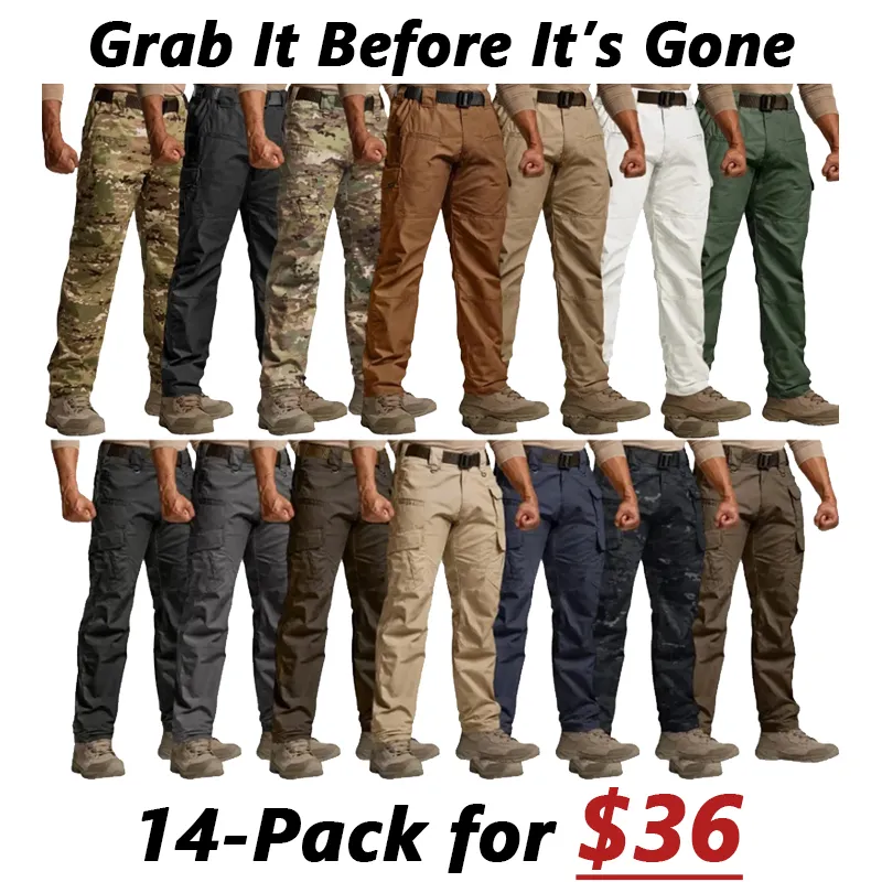 Men's Tactical Work Pants 9 Pockets Ripstop
