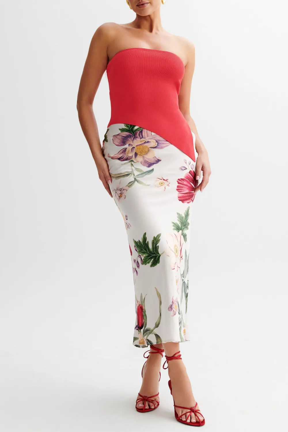 Asymmetrical Strapless Knit Top