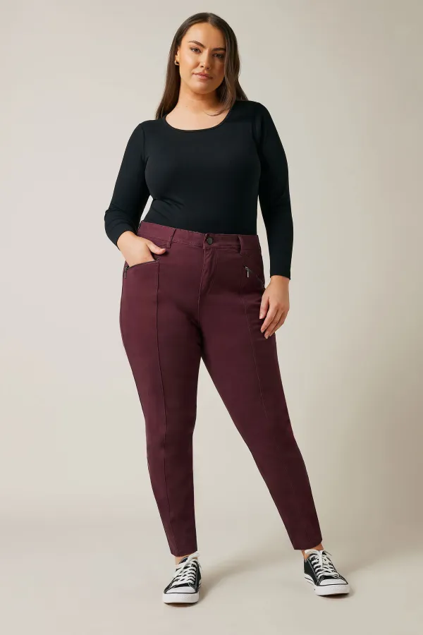 Evans Burgundy Pintuck Skinny Jeans