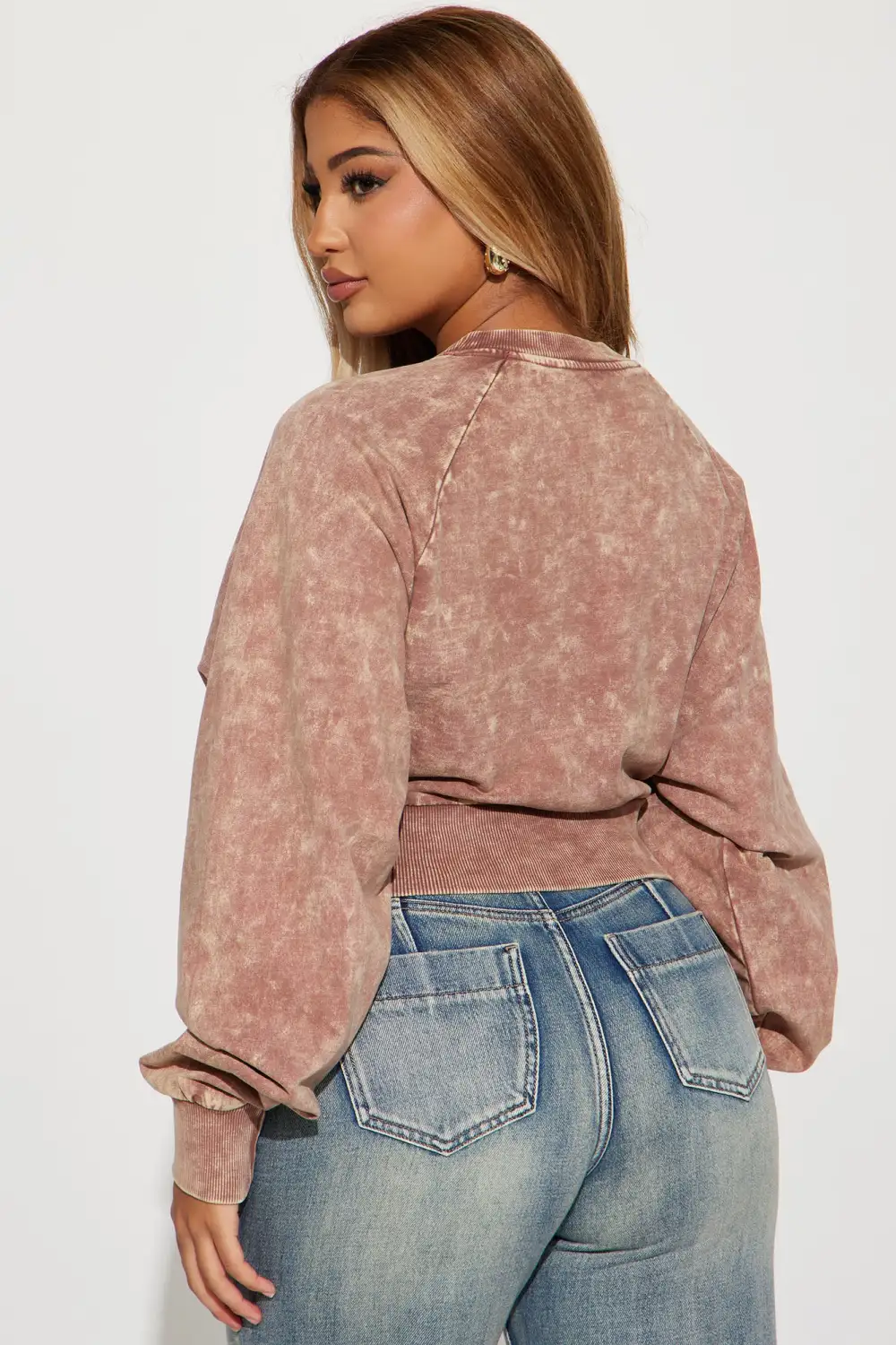 Good Vibes Only Cropped Crew Neck Sweatshirt - Brown/combo