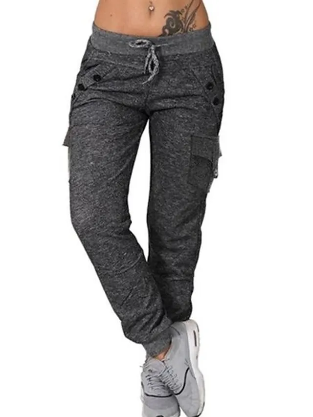Women's Sweatpants Joggers Cargo Pants Blue Pink Light Grey Mid Waist Casual / Sporty Athleisure Leisure Sports Weekend Full Length Comfort Plain S M L XL 2XL