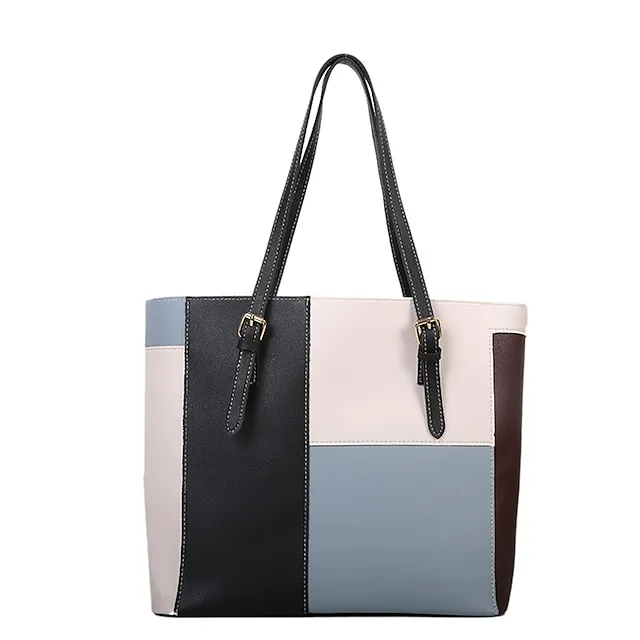 Women's Tote Shoulder Bag Office Daily Color Block Pink Blue Green