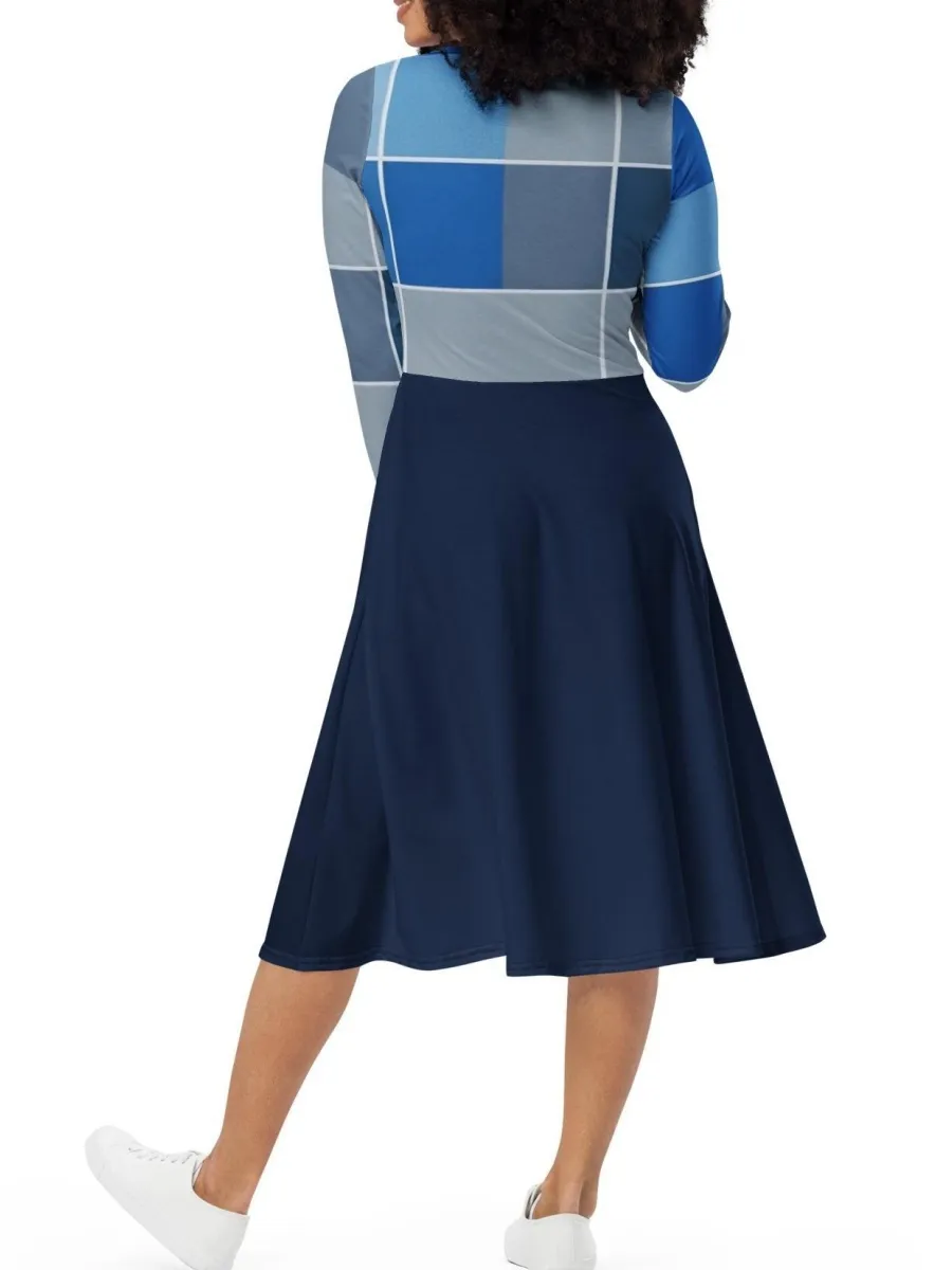 Plaid Print Round Neck Dress