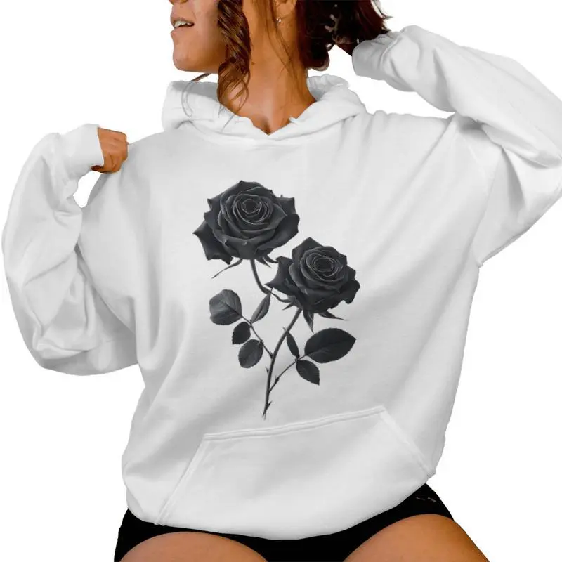 Beautiful Black Roses Flower Couple Women Hoodie