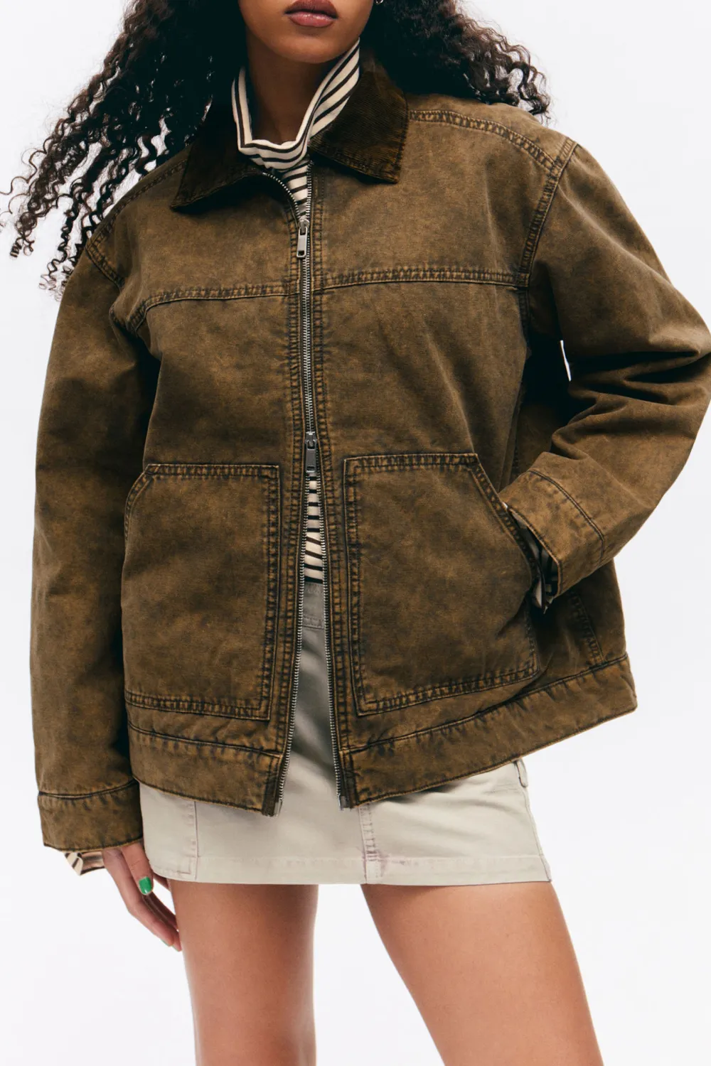 Zip Up Drop Shoulder Jacket