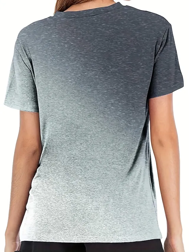 Women's T shirt Tee Yellow Blue Orange Cat Letter Print Short Sleeve Daily Weekend Basic Round Neck Regular Fit Cat Painting