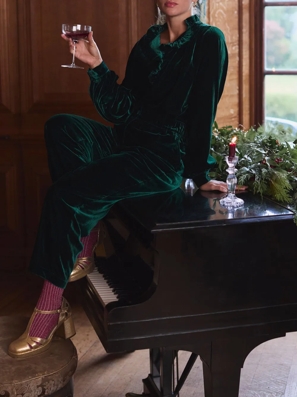 Medium Stretch Green Velvet Blouse